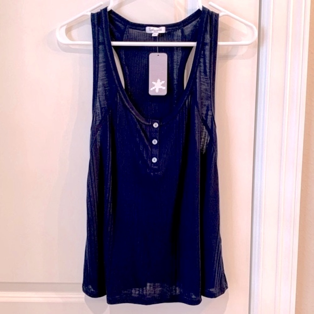 Splendid Henley Navy Ribbed Racerback Tank Top Size Small NWT